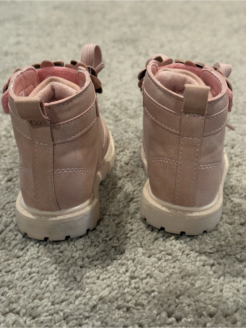 Carter's Pink Floral Lace-Up Kids Ankle Boots